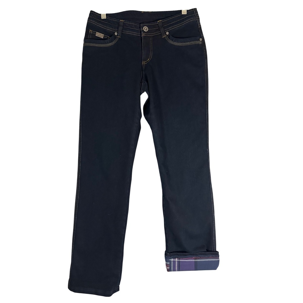 Kuhl Quinn Women's Straight Leg flannel lined dark wash Jeans - size 4
